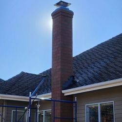 Portland Chimney - Mutual Econ Brick Chestnut (Homeowner picked brick) Chimney rebuild. Beaverton.