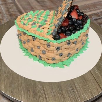 The Elegant Cake - a basket of fruit on a plate - Custom Cakes Near Me