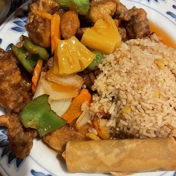 Ming Dynasty - Sweet and Sour with fried rice and egg roll - Dim Sum Near Me - Albuquerque, New Mexico