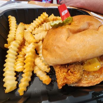 Hattie B's Hot Chicken - Solid medium spicy chicken sandwich w seasoned crinkle cut fries - Chicken Shop Near Me - Nashville, Tennessee Hattie B's Hot Chicken - Solid medium spicy chicken sandwich w seasoned crinkle cut fries - Chicken Shop Near Me - Nashville, Tennessee