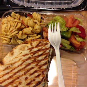 La Prep - Chicken a mango panini, garden salad and sundries tomato, olive and pesto pasta salad - Breakfast & Brunch Near Me - North York, Ontario