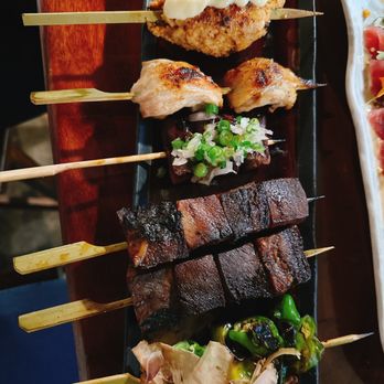 Susuru - Chicken meatball, chicken oyster, beef tenderloin, beef tongue, shishito pepper - Izakaya Near Me - Orlando, Florida Susuru - Chicken meatball, chicken oyster, beef tenderloin, beef tongue, shishito pepper - Izakaya Near Me - Orlando, Florida