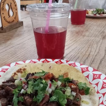 Gobble This - A steak taco and hibiscus jalapeño beverage - Salvadoran Near Me - Albuquerque, New Mexico