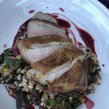 Kindred Fare - Duck with farro and chard - a little bit gamey but the skin and farro/chard tied it together - New American Near Me - Geneva, New York