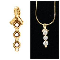 Jewelry Design - An elegant three stone pendant fashioned from 3 mismatched diamond earrings. Re-purpose your gems at a fraction of the cost.