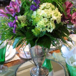 Floral arrangement in a trophy for my Wimbledon Breakfast party.  It was perfection!