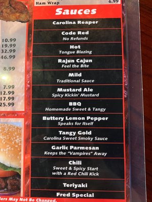 Menu photo 4 301 Wingz Fayetteville, NC