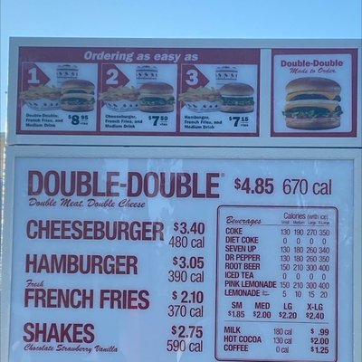 Menu photo 1 In-N-Out Burger Redding, CA