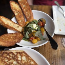 Burrata and blistered cherry tomatoes Burrata and blistered cherry tomatoes
