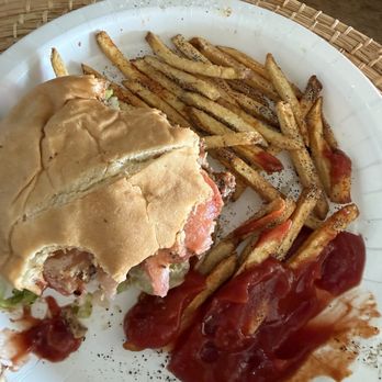 Moseys Burgers - Sorry already started eating/Burger is truly delicious!! Fries ok but give them credit for using tallow!! - Burgers Near Me - Cayucos, California
