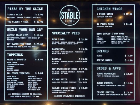 Menu photo 2 The Stable Pizzeria Lake Elmo, MN Menu photo 2 The Stable Pizzeria Lake Elmo, MN