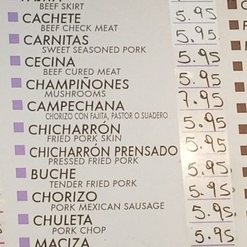 La Salsa Verde - Menu panel 4 - Tacos Near Me - Carrollton, Texas