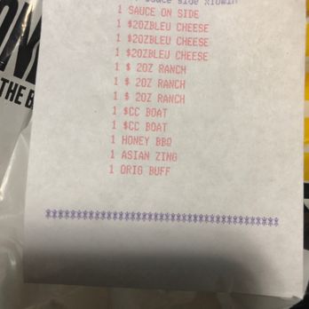 Buffalo Wild Wings - Receipt requesting 3 sauces. - Sports Bars Near Me - Memphis, Tennessee