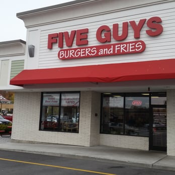 Five Guys - the front of a five guys burgers and fries restaurant - Burgers Near Me - Shrewsbury, Massachusetts