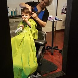 Maria cutting my sons hair! She did an amazing jon