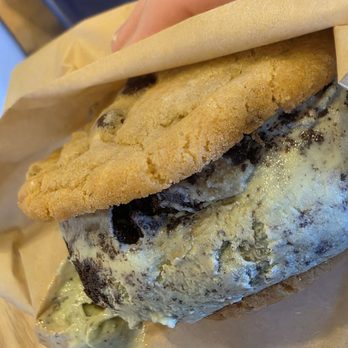 Rookie's - My ice cream sandwich made with Mint Chocolate Chip Ice Cream and Chocolate Chip Cookies - Ice Cream & Frozen Yogurt Near Me - Cave Spring VA, Virginia Rookie's - My ice cream sandwich made with Mint Chocolate Chip Ice Cream and Chocolate Chip Cookies - Ice Cream & Frozen Yogurt Near Me - Cave Spring VA, Virginia