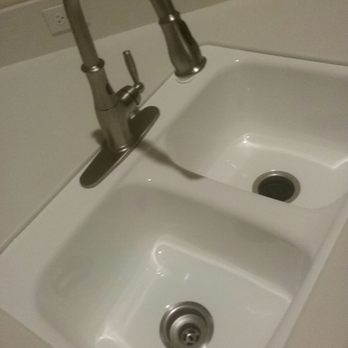 Mr Tub Fixer - New touchless faucet atop fab sink .....and we cannot touch/use the revamped sink for (2) days due to curing process. - Refinishing Services Near Me Mr Tub Fixer - New touchless faucet atop fab sink .....and we cannot touch/use the revamped sink for (2) days due to curing process. - Refinishing Services Near Me