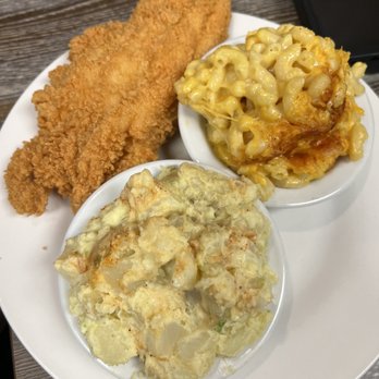 Madre & Son Soulfood Cafe - Catfish, Mac and Cheese and potato salad - Personal Chefs Near Me