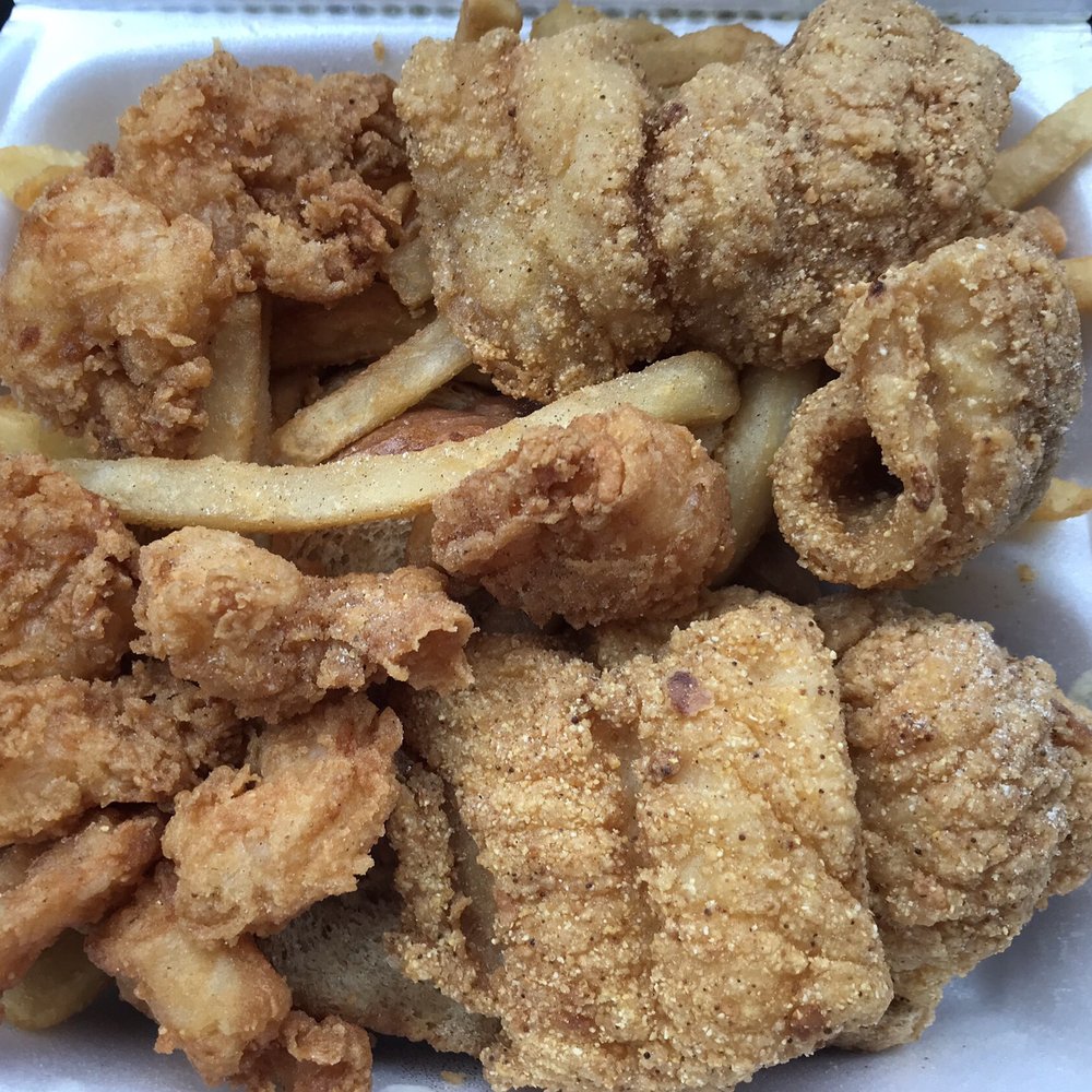 Fried catfish and shrimp combo - It was good but on the salty side Fried catfish and shrimp combo - It was good but on the salty side