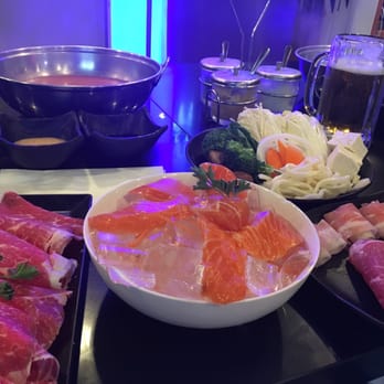 Slice Shabu - 2 combo plates: beef/salmon, beef/lamb, delicious! - Japanese Near Me - Fullerton, California