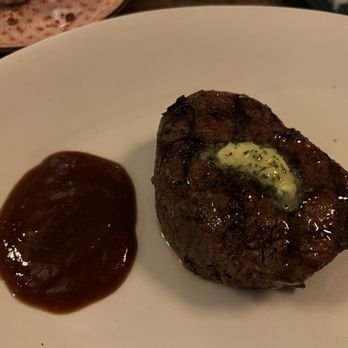 Mercantile Steak - Fillet with side of steak sauce. Steak sauce comes in separate container and I had poured it on plate before I took picture. - Steakhouses Near Me - Kalispell, Montana Mercantile Steak - Fillet with side of steak sauce. Steak sauce comes in separate container and I had poured it on plate before I took picture. - Steakhouses Near Me - Kalispell, Montana