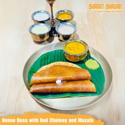 Bharat Bhavan - Benne Dosa with Red Chutney and Masala - Bharat Bhavan Indian Authentic Vegetarian Restaurant Frisco