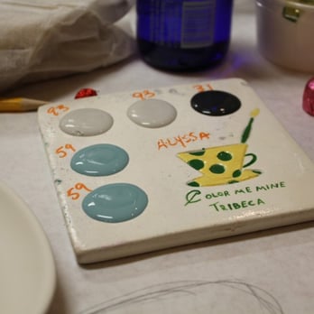 Color Me Mine - teal, light grey & black. - Paint-Your-Own Pottery Near Me - New York, New York Color Me Mine - teal, light grey & black. - Paint-Your-Own Pottery Near Me - New York, New York