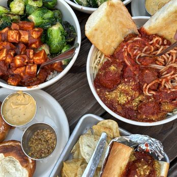 The Bye and Bye - BBQ Brussel Bowl Peanut Broccoli Bowl Chipotle Mac & Cheese Meatball Sub Spaghetti BBQ Tofu Pretzel Knots Beyond Burger - Vegan Near Me - Portland, Oregon The Bye and Bye - BBQ Brussel Bowl Peanut Broccoli Bowl Chipotle Mac & Cheese Meatball Sub Spaghetti BBQ Tofu Pretzel Knots Beyond Burger - Vegan Near Me - Portland, Oregon