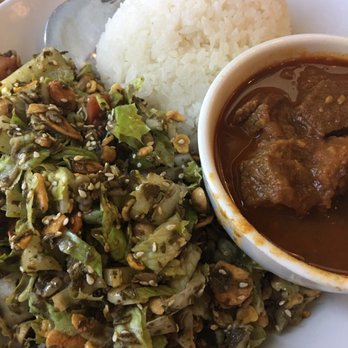 Burma Superstar - Beef curry with jasmine rice and tea leaf salad. The salad is a must-try! And the curry was pretty good! (': - Burmese Near Me - Alameda, California