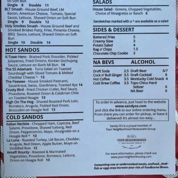 Sandy O's - Menu - Sandwiches Near Me - Portland, Oregon