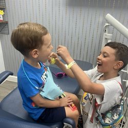 Pristine Family & Cosmetic Dentistry - They made sure the kids had fun! They have tvs in each room to really help keep the kids distracted and calm during their visit.