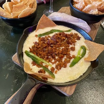 OLA Restobar - Choriqueso with half chicharon half chips - New American Near Me - Covina, California OLA Restobar - Choriqueso with half chicharon half chips - New American Near Me - Covina, California