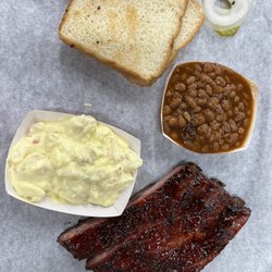 Pitt Viper BBQ - Rib plate with potato salad and brisket baked beans sides!