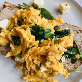 Burr & Co Coffee - Scramble, Feta, Basil on Sourdough- with a touch of red chili flake- so good! - Coffee & Tea Near Me - London, XGL Burr & Co Coffee - Scramble, Feta, Basil on Sourdough- with a touch of red chili flake- so good! - Coffee & Tea Near Me - London, XGL