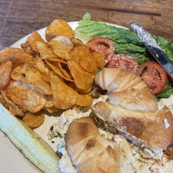 The Social on Depot Hill - Chicken salad croissant with barbecue Kettle chips. - Cocktail Bars Near Me - Athens, Tennessee The Social on Depot Hill - Chicken salad croissant with barbecue Kettle chips. - Cocktail Bars Near Me - Athens, Tennessee