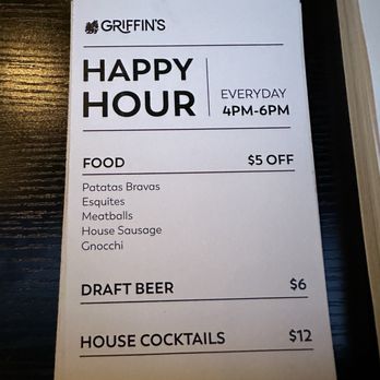 Griffin's - Happy hour menu - New American Near Me - Brea, California