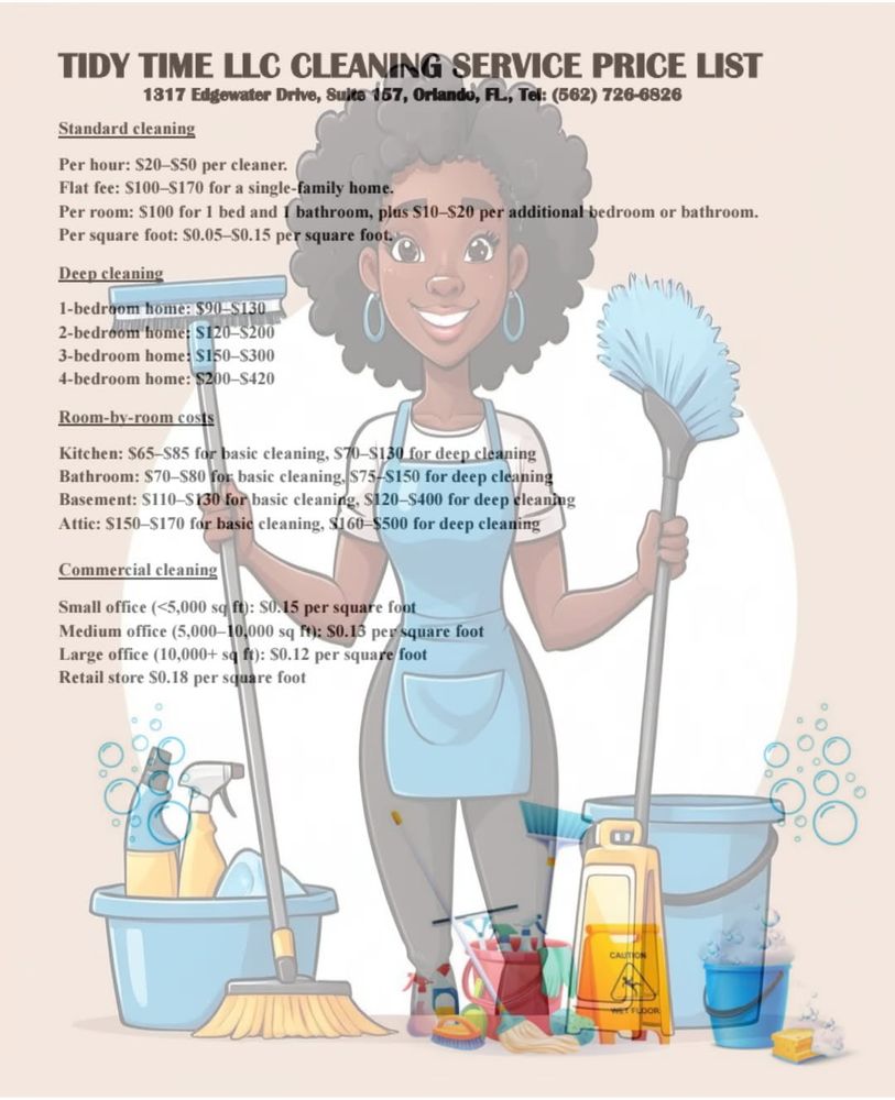 TIDY TIME - Updated June 2026 - Request a Quote - 1317 Edgewater Dr ...