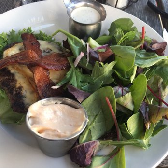 Café Hollander Hilldale - Big Smokey Burger with a side house salad - American Near Me - Madison, Wisconsin