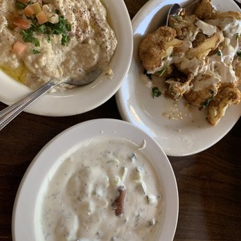Taboon Mediterranean - ZAHRAH (CAULIFLOWER), BABA GHANOUJ, and CUCUMBER YOGURT excellent variety of appetizers. - Mediterranean Near Me - Long Beach, California Taboon Mediterranean - ZAHRAH (CAULIFLOWER), BABA GHANOUJ, and CUCUMBER YOGURT excellent variety of appetizers. - Mediterranean Near Me - Long Beach, California