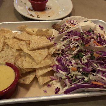 Fenton Fire Hall - Korean pork tacos with chips and Queso - New American Near Me - Fenton, Michigan Fenton Fire Hall - Korean pork tacos with chips and Queso - New American Near Me - Fenton, Michigan