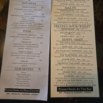 Phantom Fox Beer Co - 9/2026 menu - Breweries Near Me - Mesa, Arizona