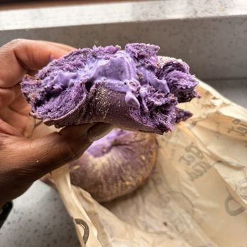 Spill The Beans - Ube bagel with ube cream cheese - Coffee & Tea Near Me - San Diego, California Spill The Beans - Ube bagel with ube cream cheese - Coffee & Tea Near Me - San Diego, California