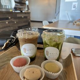 Dirty matcha and strawberry matcha. Macarons Dirty matcha and strawberry matcha. Macarons
