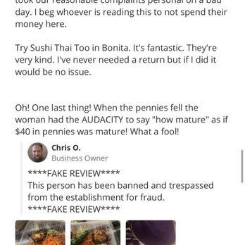 Rock'n Sushi - The owner inviting me back to attempt some sort of entrapment. - Sushi Bars Near Me - Fort Myers, Florida
