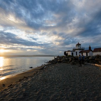 Discovery Park - West Point Lighthouse at sunset - Parks Near Me - Seattle, Washington