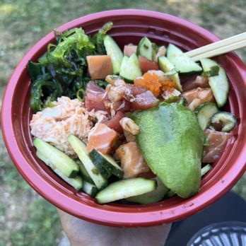 Hani Hani Poke Ramen Grill - Big Hawaiian Four-Fish bowl. Smoked Salmon, Tuna, Salmon, and shrimp. - Poke Near Me - Mukilteo, Washington