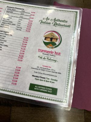 Menu photo 8 Turmeric Hut - Indian Restaurant Oceanside, CA