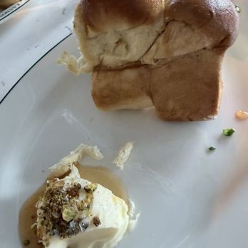 The Landon - Milk Bread - with sea salt butter, hot honey, lavender, pistachio brittle - American Near Me - Tampa, Florida