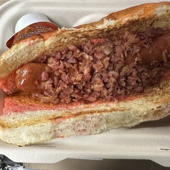 Big Island Top Dogs - Frenchie. Portuguese hotdog with bacon and syrup - Burgers Near Me - Hilo, Hawaii Big Island Top Dogs - Frenchie. Portuguese hotdog with bacon and syrup - Burgers Near Me - Hilo, Hawaii