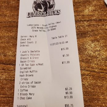 Lumberjacks - Receipt today - American Near Me - Grass Valley, California